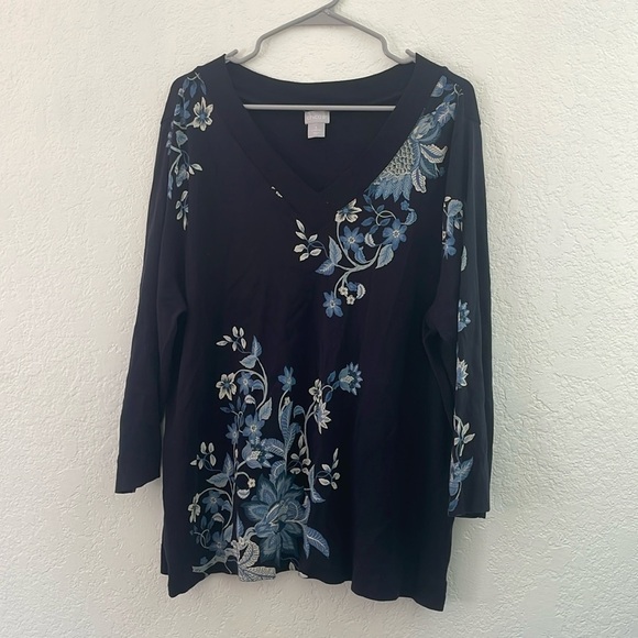 Chico's Tops - Chico’s V neck Navy Blue shirt size XXL